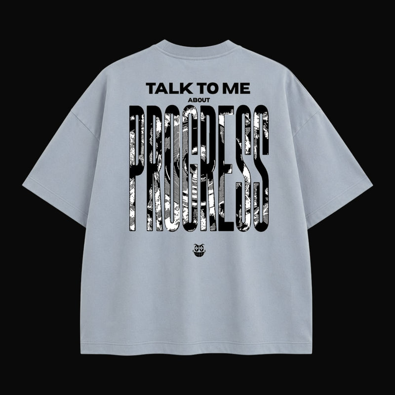 Tee "PROGRESS" (Oversized Premium) - Azul Dusty