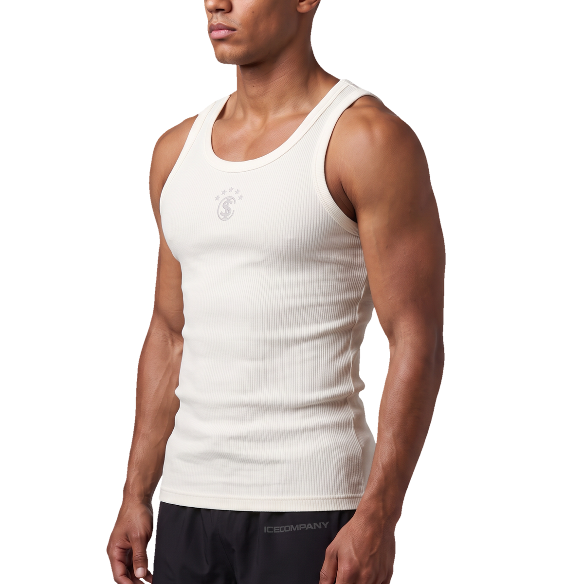 Regata Canelada Essentials Off White com modelo, foto 2