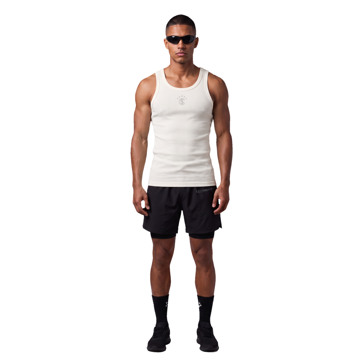 Regata Canelada Essentials Off White com modelo, foto 4