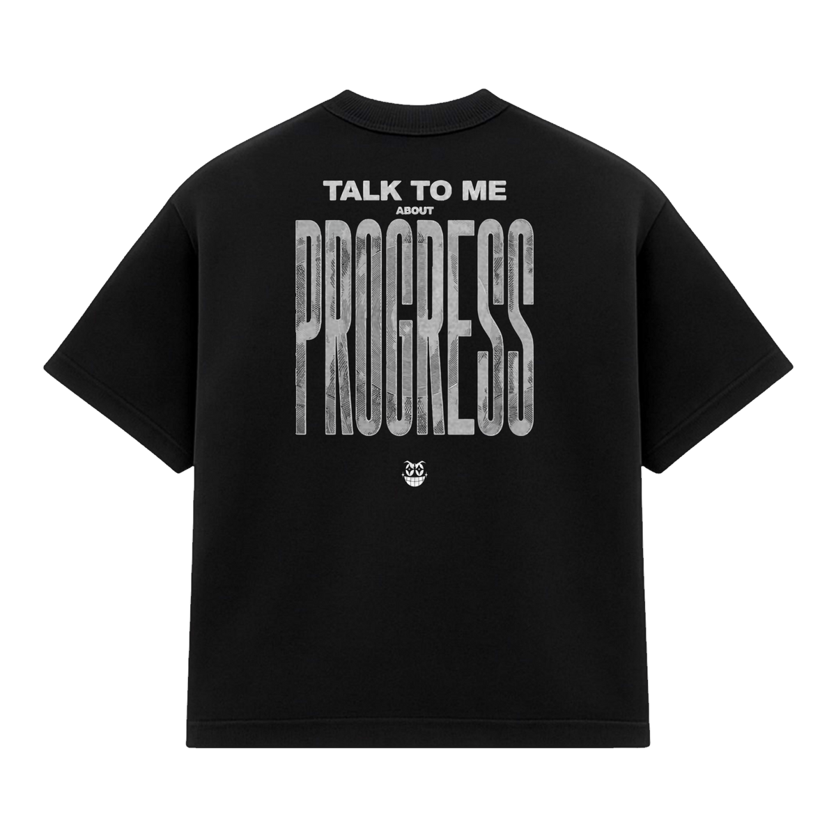 Tee PROGRESS Oversized Premium Preta, costas