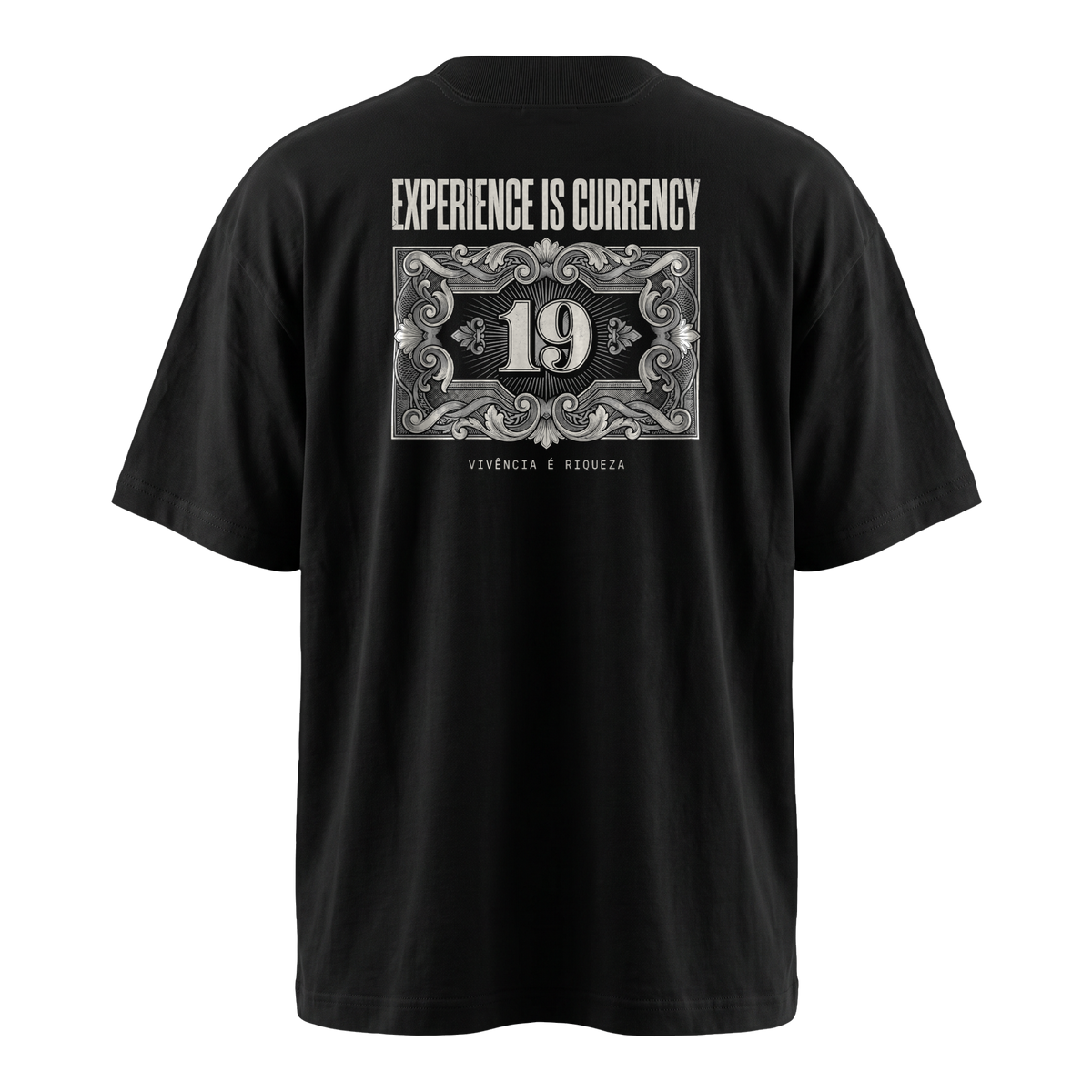 Tee CURRENCY Oversized Preta, costas
